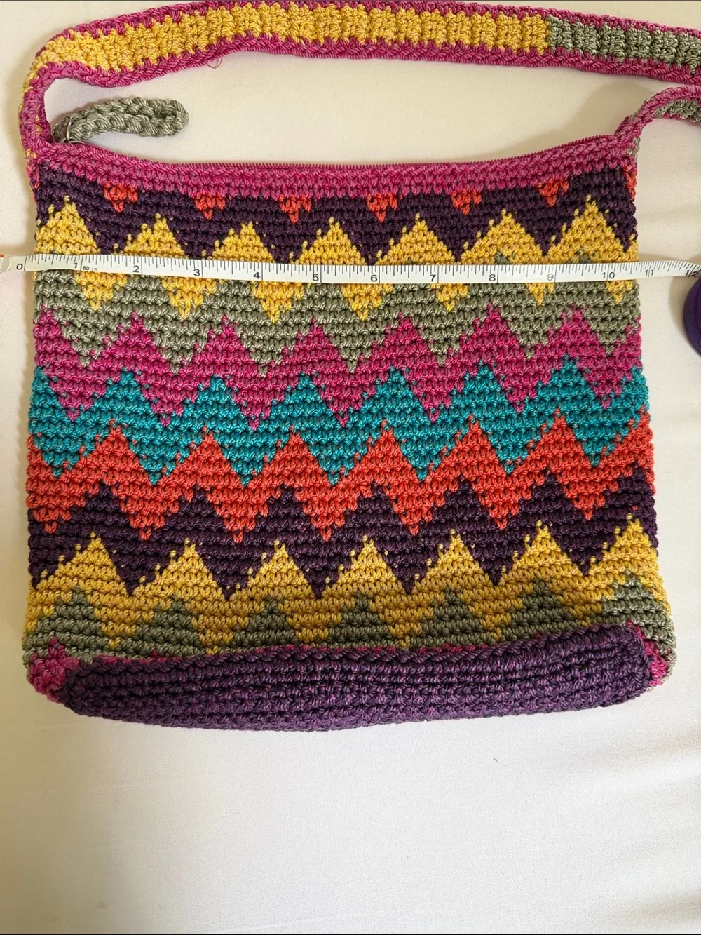 THE SAK ORIGINALS FUN MULTI-COLORED CROCHETED CHEVRON HOBO/BOHO SHOULDER BAG - Picture 5 of 7